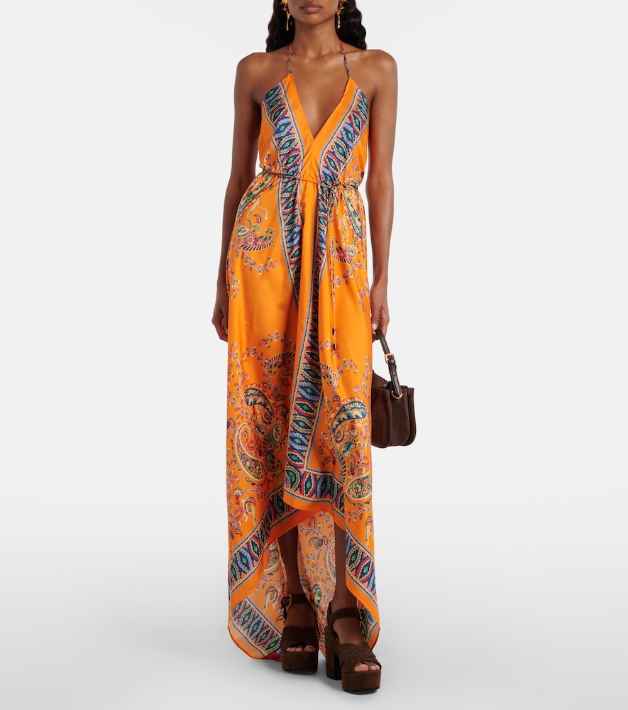 Etro Paisley asymmetric open-back maxi dress
