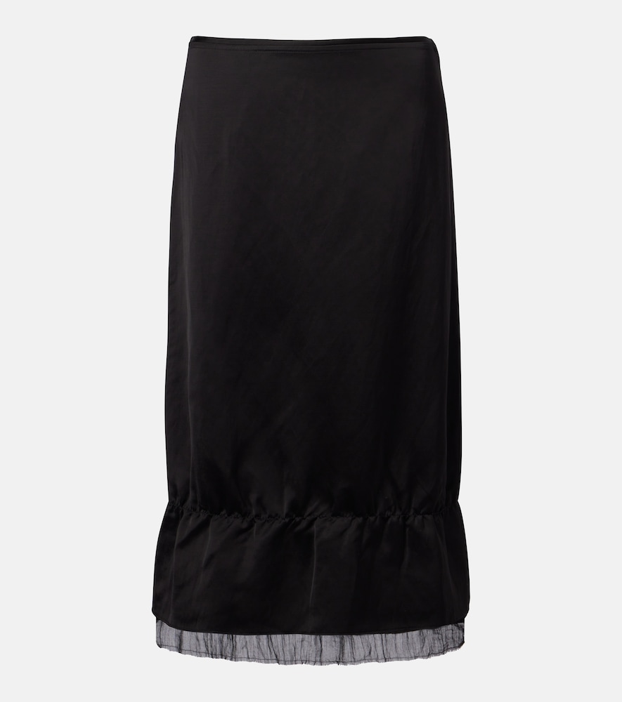 Toteme Gauze-trimmed satin midi skirt