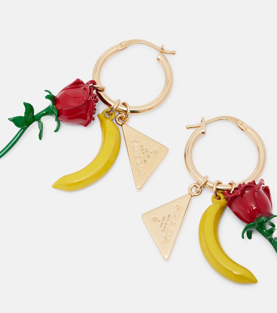  Prada Prada Embellished Enamel Hoop Earrings 