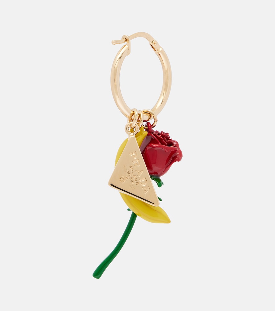  Prada Prada Embellished Enamel Hoop Earrings 