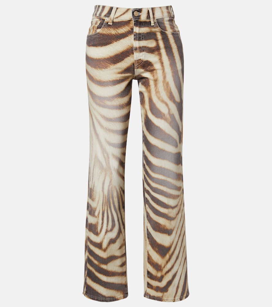 7 For All Mankind Stovepipe zebra-print straight jeans