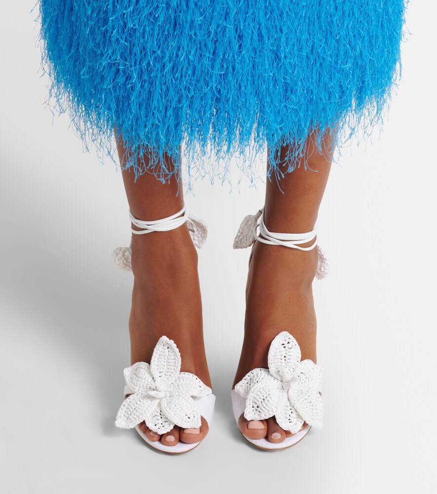 Aquazzura Calypso leather-trimmed raffia sandals