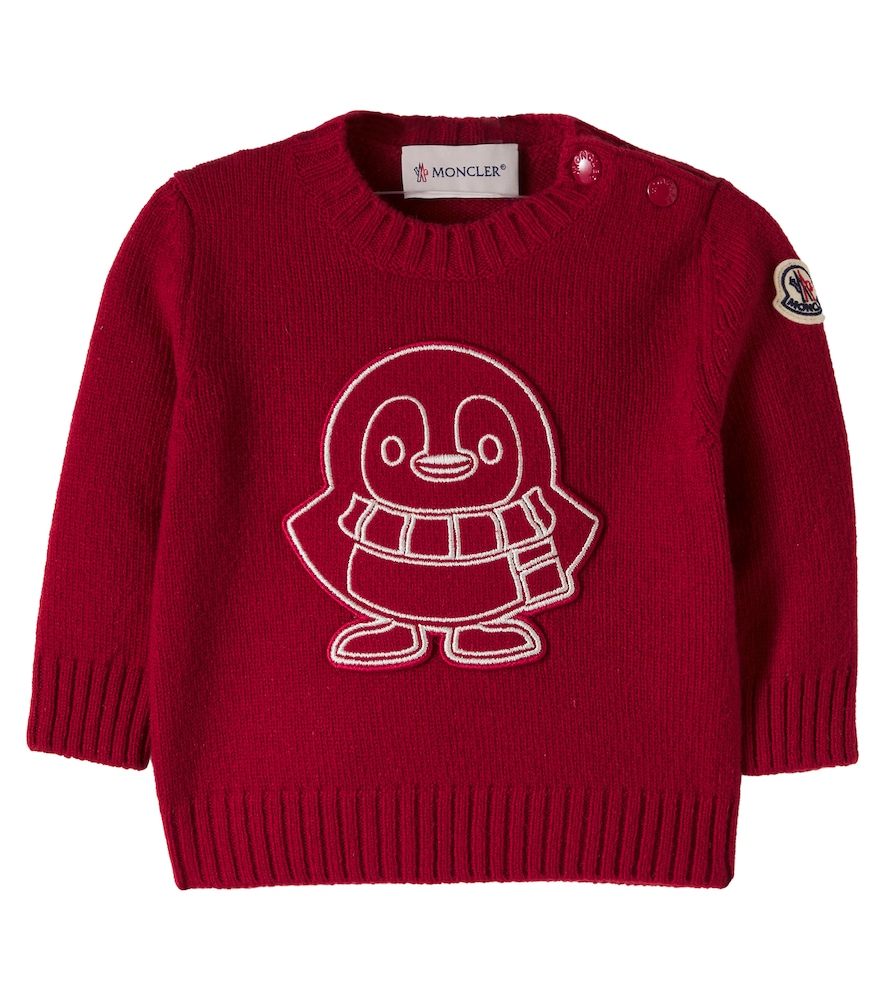 Moncler Enfant Red Baby Embroide Wool And Cashmere Sweater M Size 24 - Mytheresa