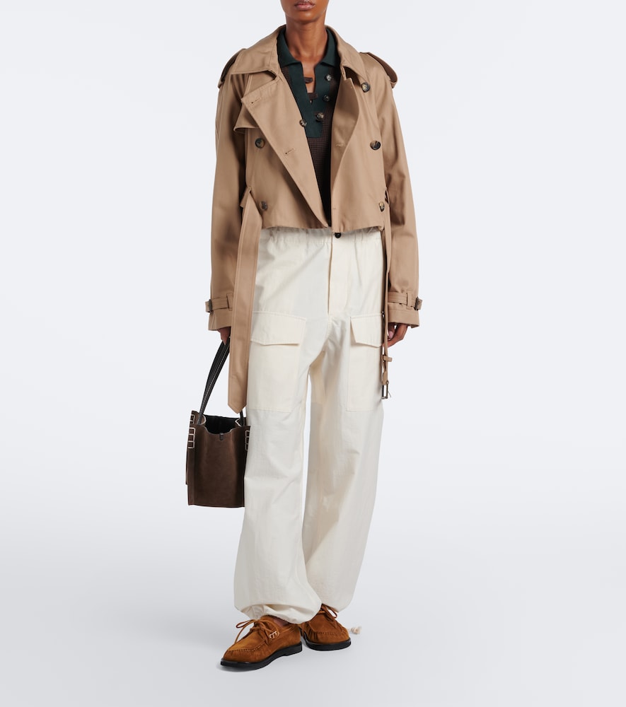 Cropped Cotton Trench Coat