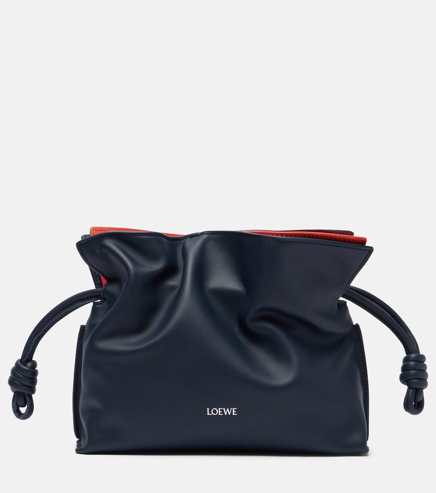 Loewe Layered Flamenco Mini Leather Clutch In Blue