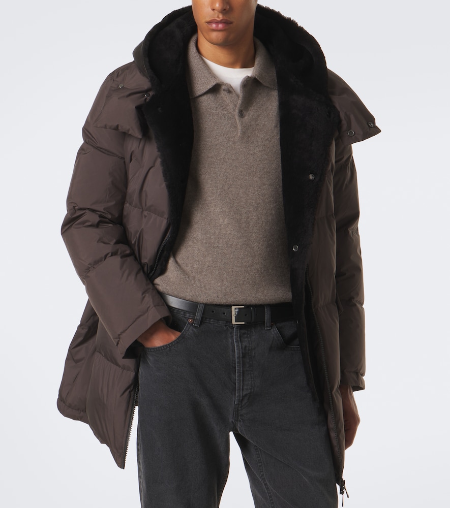 Shearling-Trimmed Down Coat