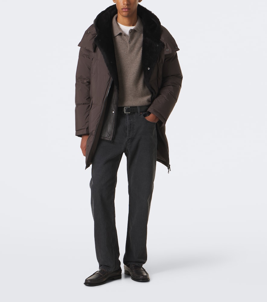 Shearling-Trimmed Down Coat
