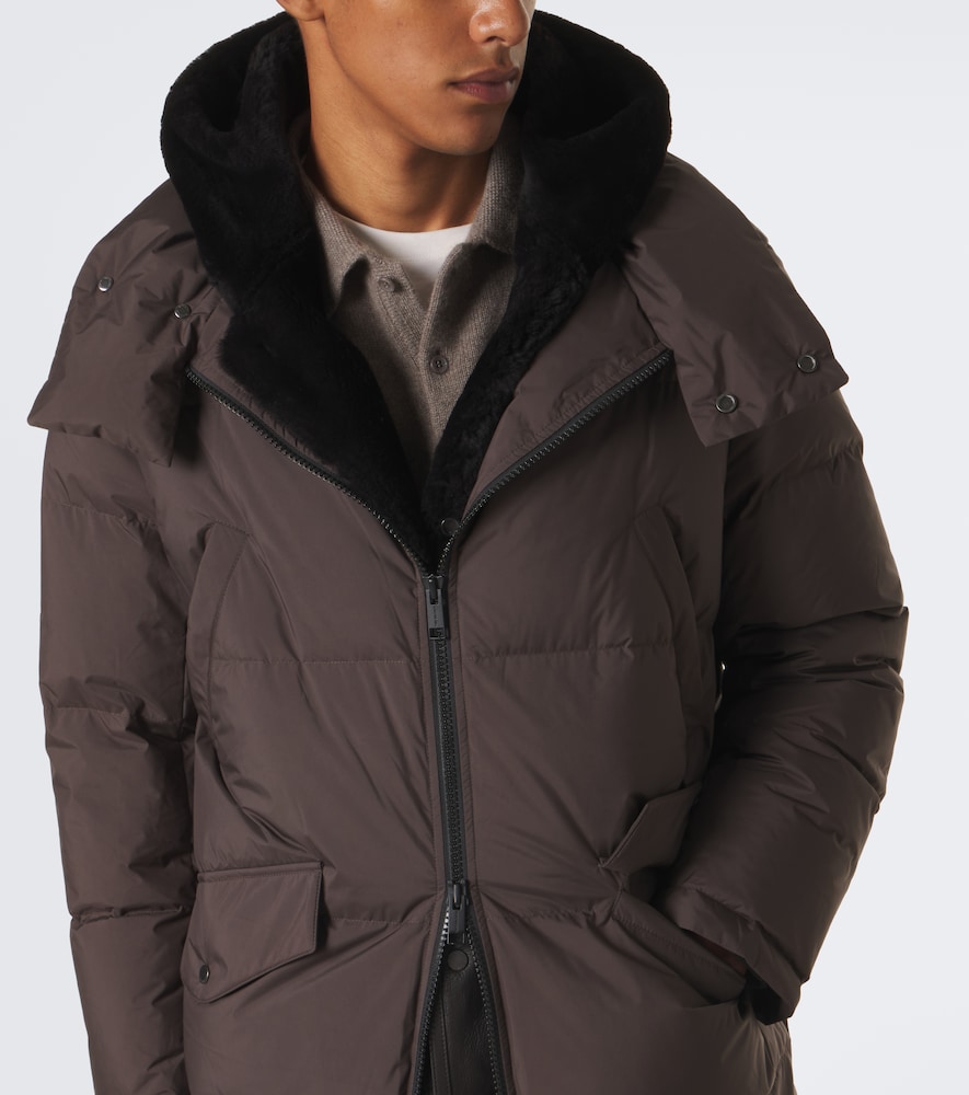 Shearling-Trimmed Down Coat