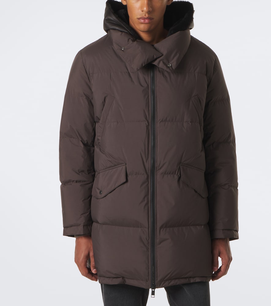 Shearling-Trimmed Down Coat