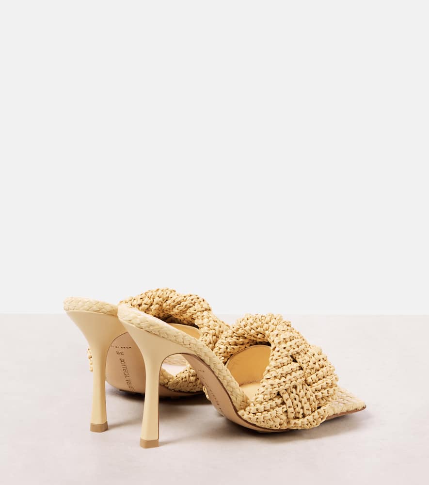 Shop Bottega Veneta Padded Raffia Mules In Beige