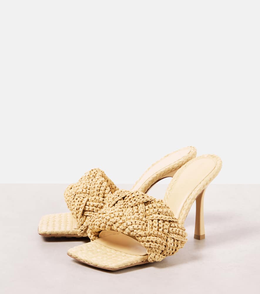 Shop Bottega Veneta Padded Raffia Mules In Beige