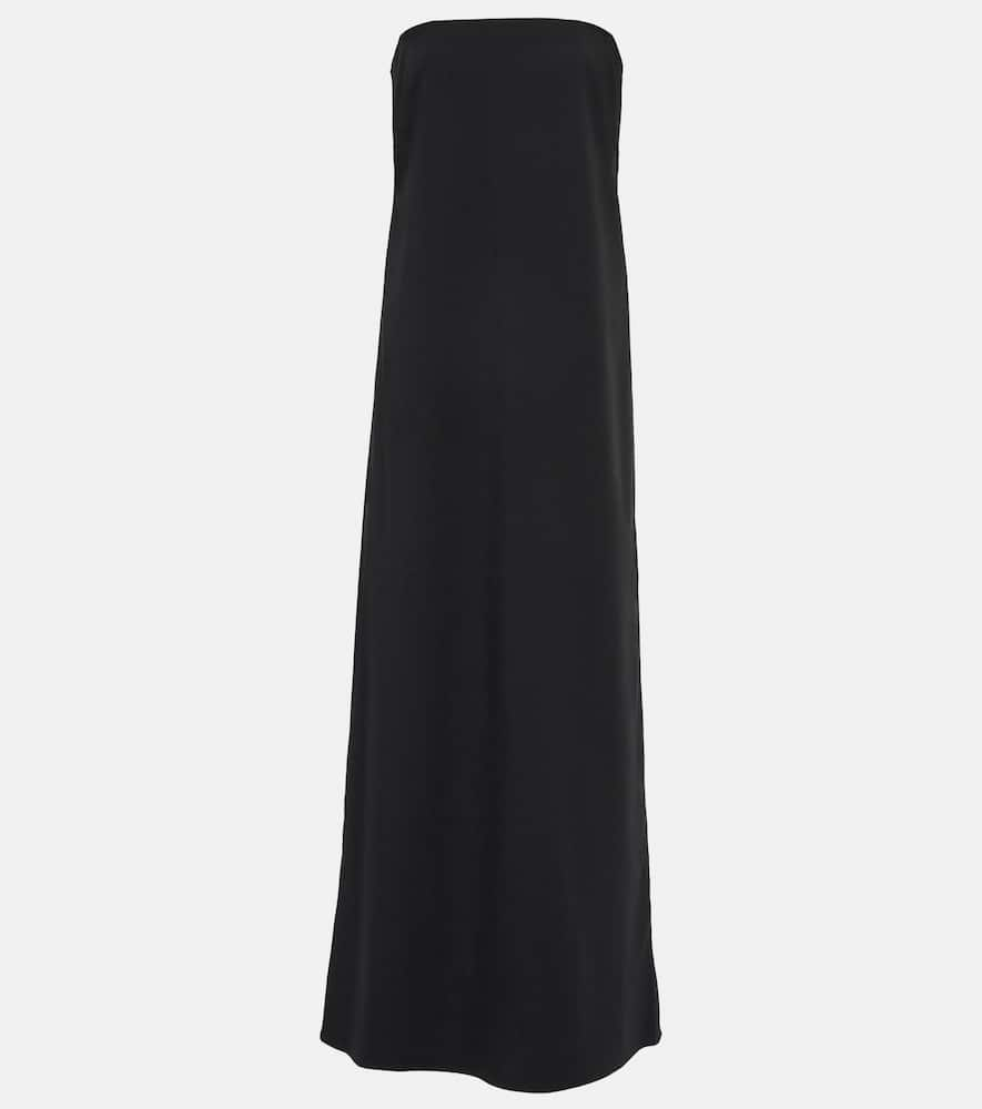 Shop Co Strapless Virgin Wool-blend Maxi Dress In Black