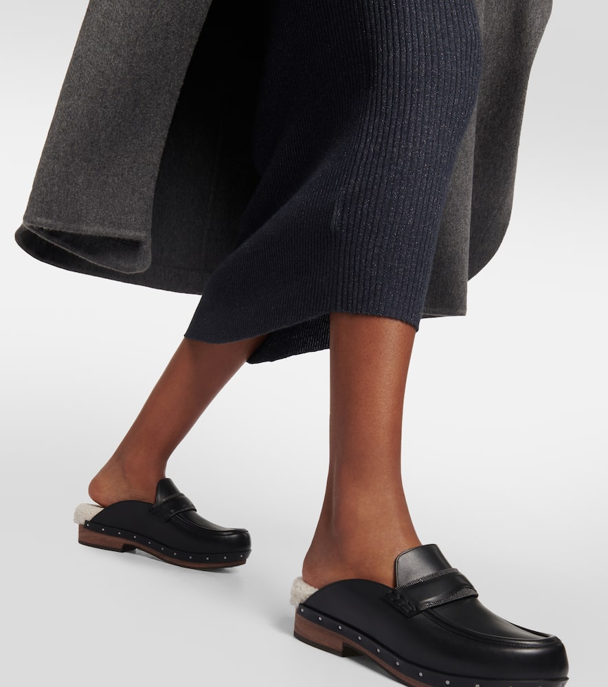 Shop Brunello Cucinelli Ribbed-knit Cashmere Midi Skirt In Blue