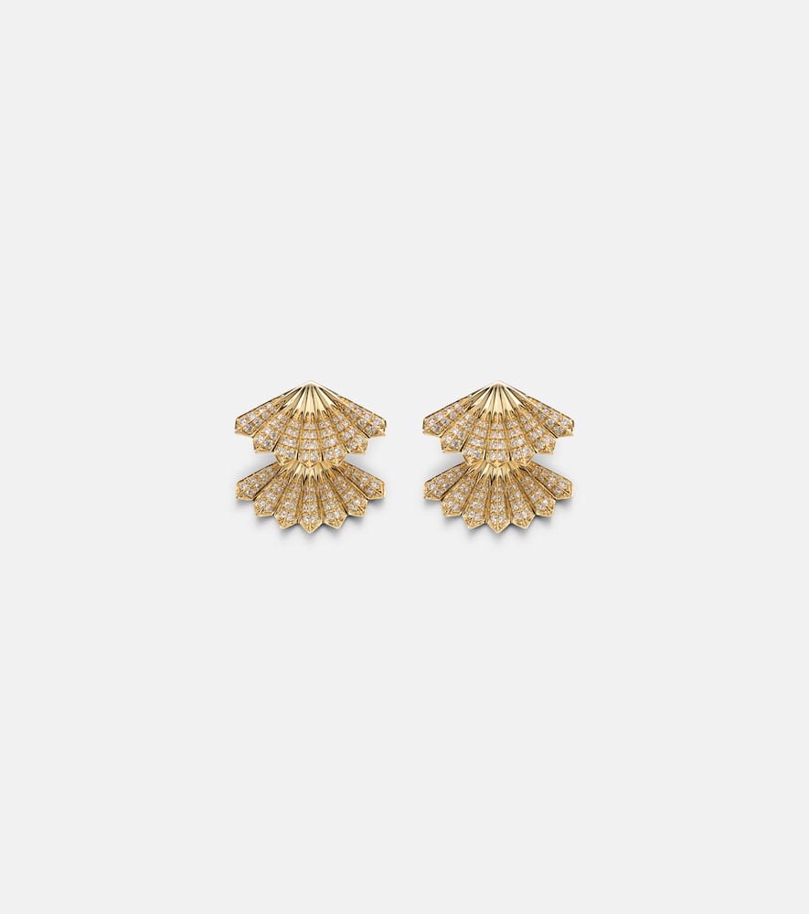 Anita Ko Fan 18kt gold earrings with diamonds