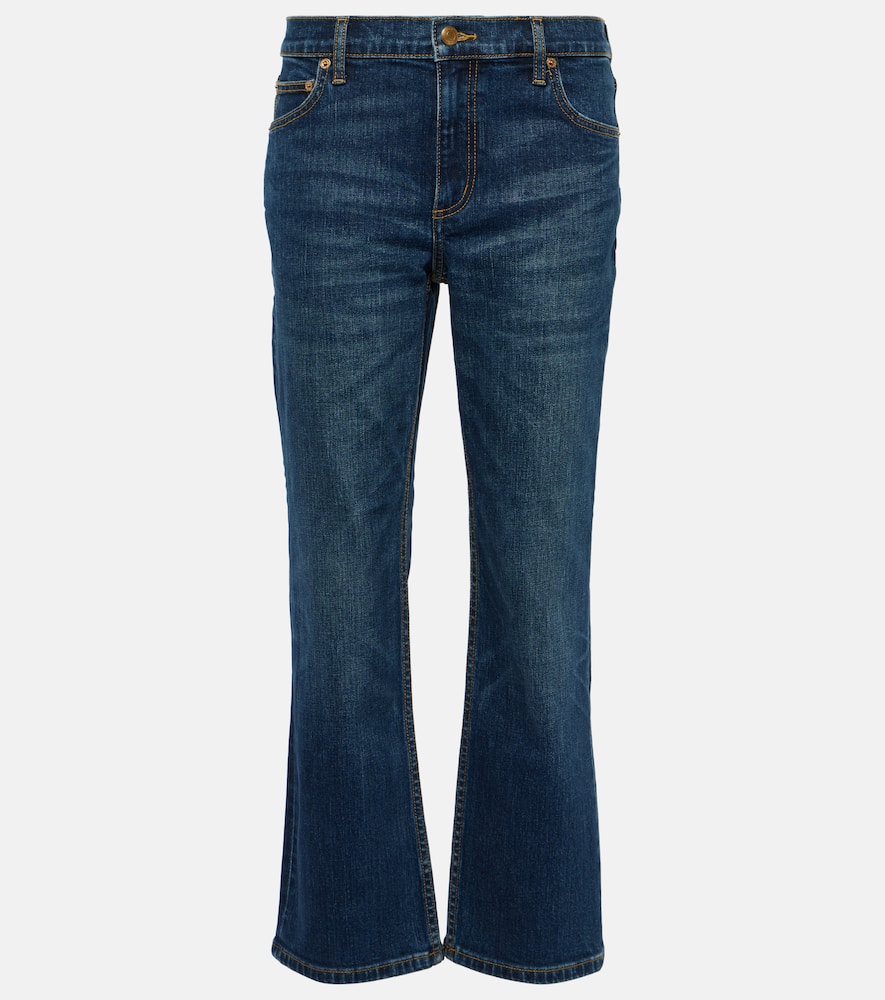 Tory Burch Cropped Flared Jeans In Aged Dark Wash