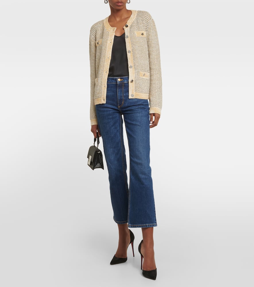 Tory Burch Cropped Flared Jeans In Aged Dark Wash