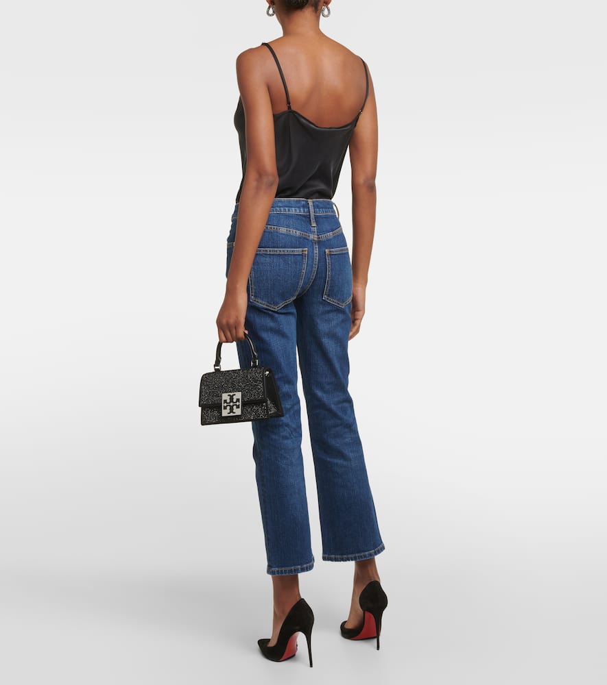 Tory Burch Cropped Flared Jeans In Aged Dark Wash