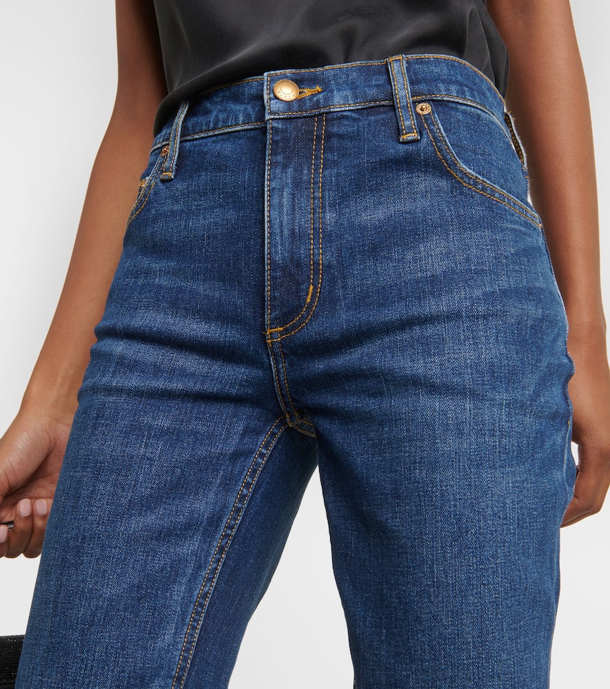 Tory Burch Cropped Flared Jeans In Aged Dark Wash