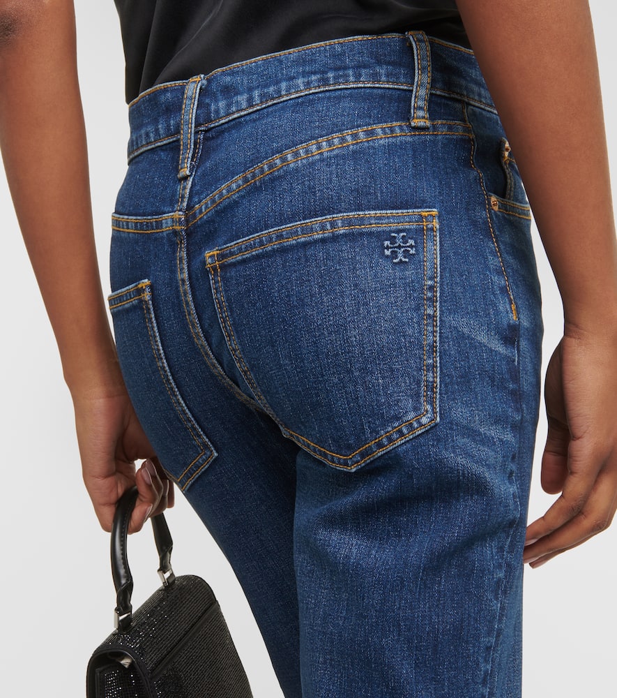 Tory Burch Cropped Flared Jeans In Aged Dark Wash