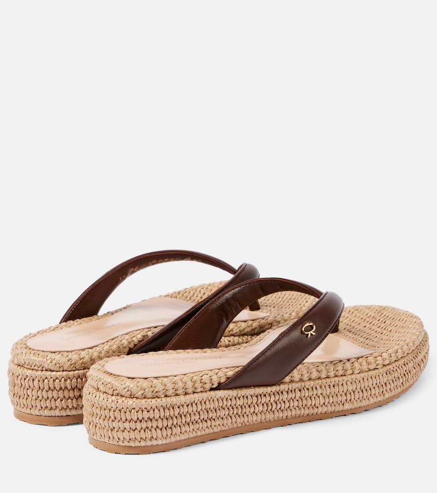 Shop Gianvito Rossi Leather Platform Espadrille Thong Sandals In Brown