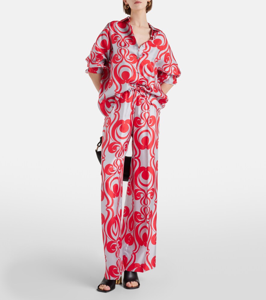 Dries Van Noten Printed silk wide-leg pants