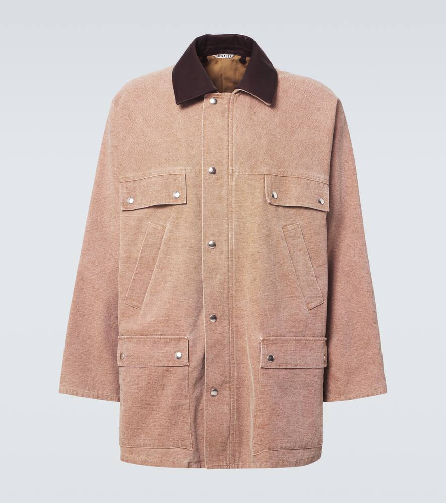 Auralee Leather-trimmed cotton canvas jacket