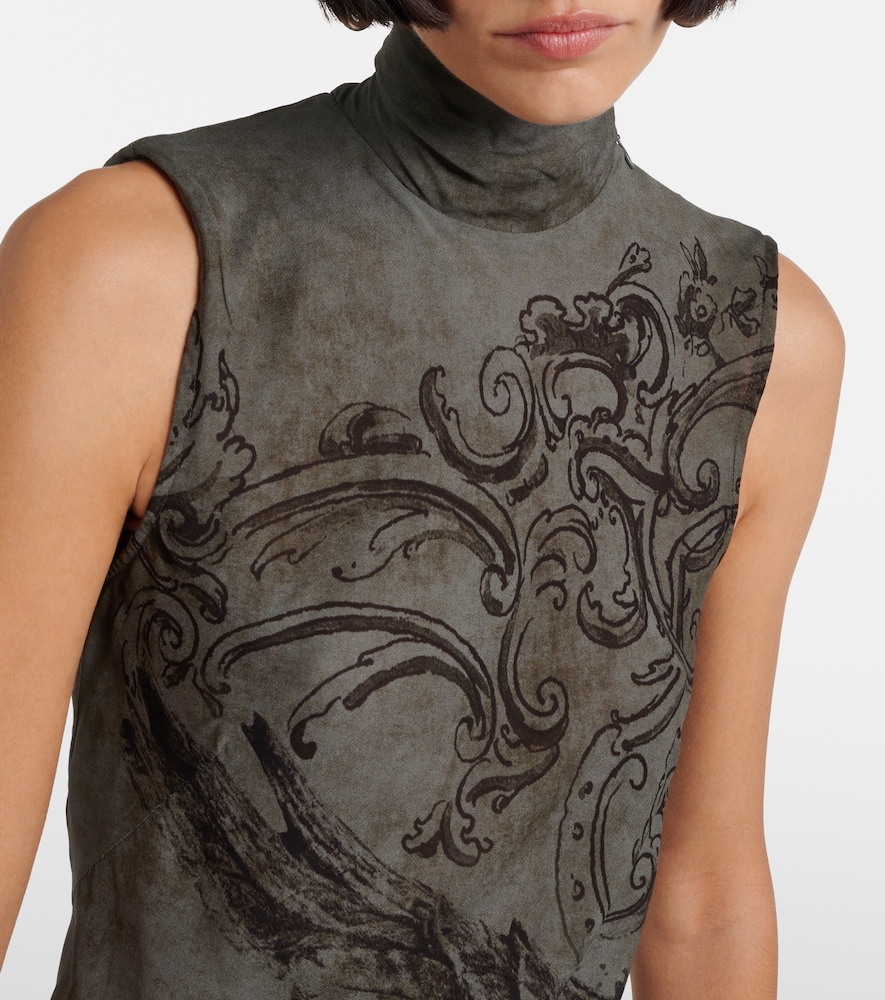 Printed Mesh Maxi Dress