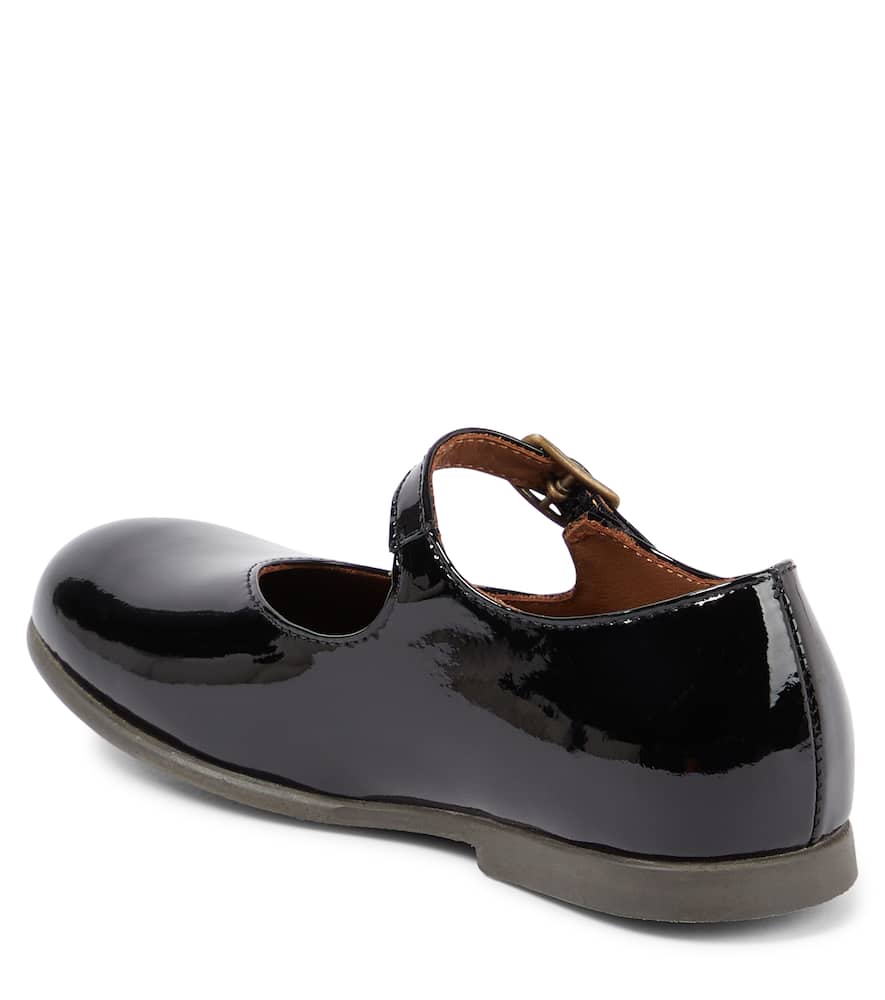 Pèpè Brogue-detail Leather Ballerina Shoes In Black