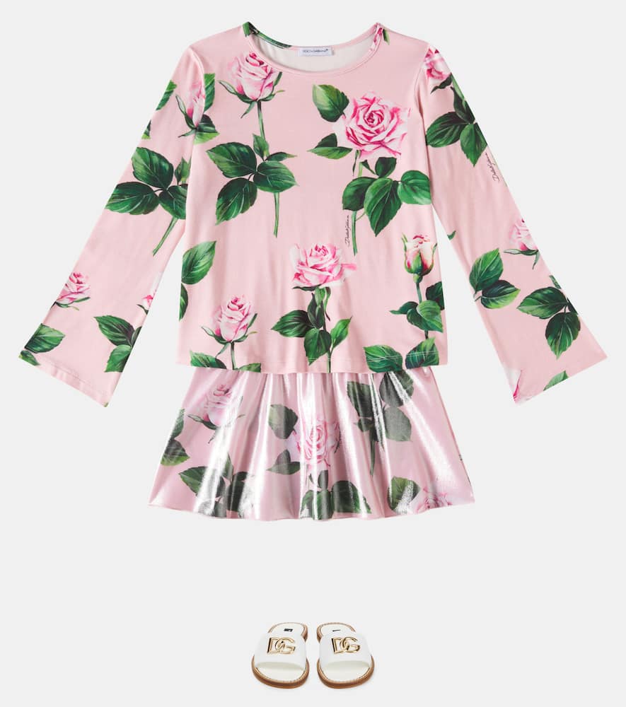 DOLCE & GABBANA FLORAL LAMÉ MINISKIRT 