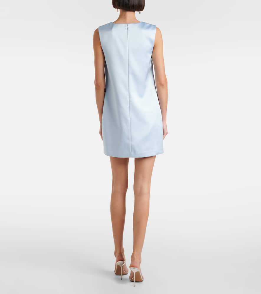 Self-portrait Floral-appliqué Satin Minidress In Blue