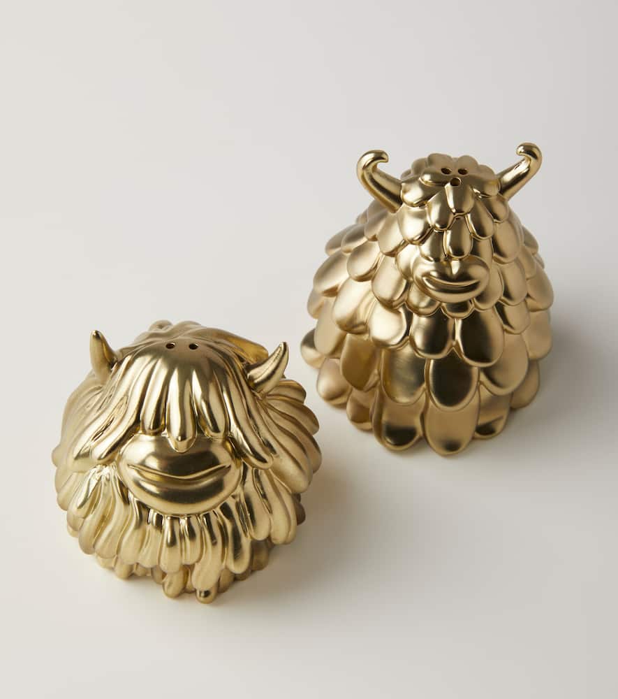 L'Objet Haas Niki + Simon brass salt and pepper shakers