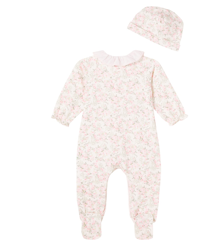 Tartine Et Chocolat Baby Cotton Romper, Beanie And Bib Set In Multi