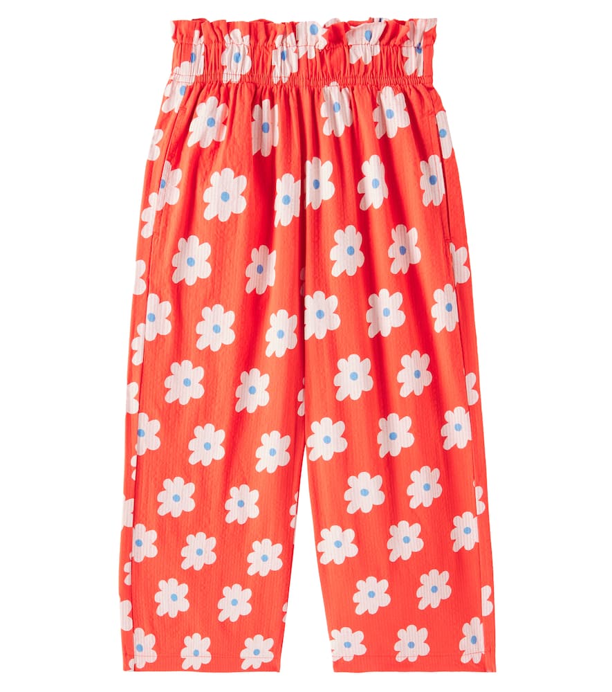 Jellymallow Floral Cotton Wide-leg Pants In Red
