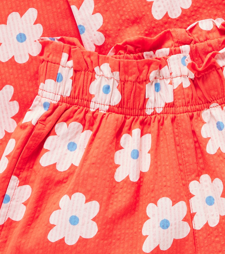 Jellymallow Floral Cotton Wide-leg Pants In Red