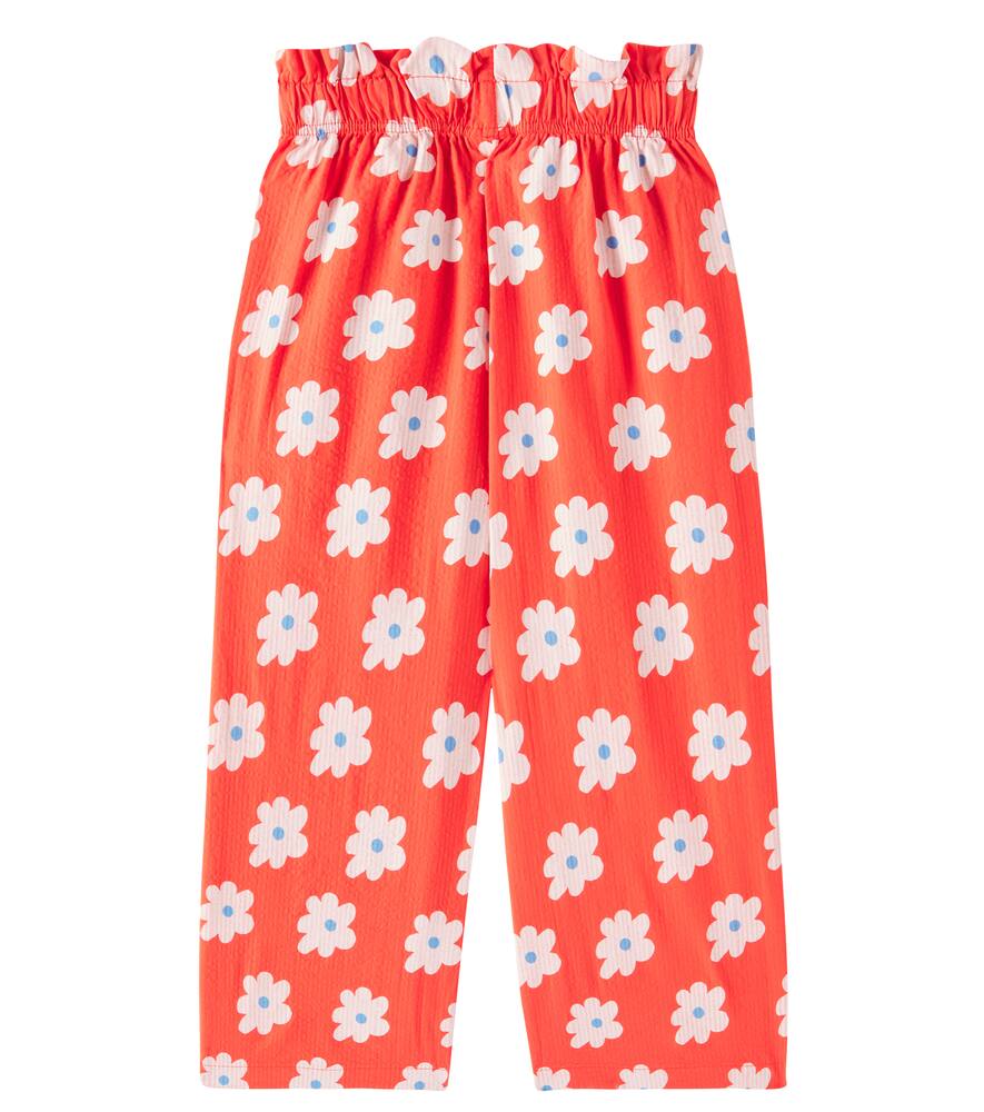 Jellymallow Floral Cotton Wide-leg Pants In Red