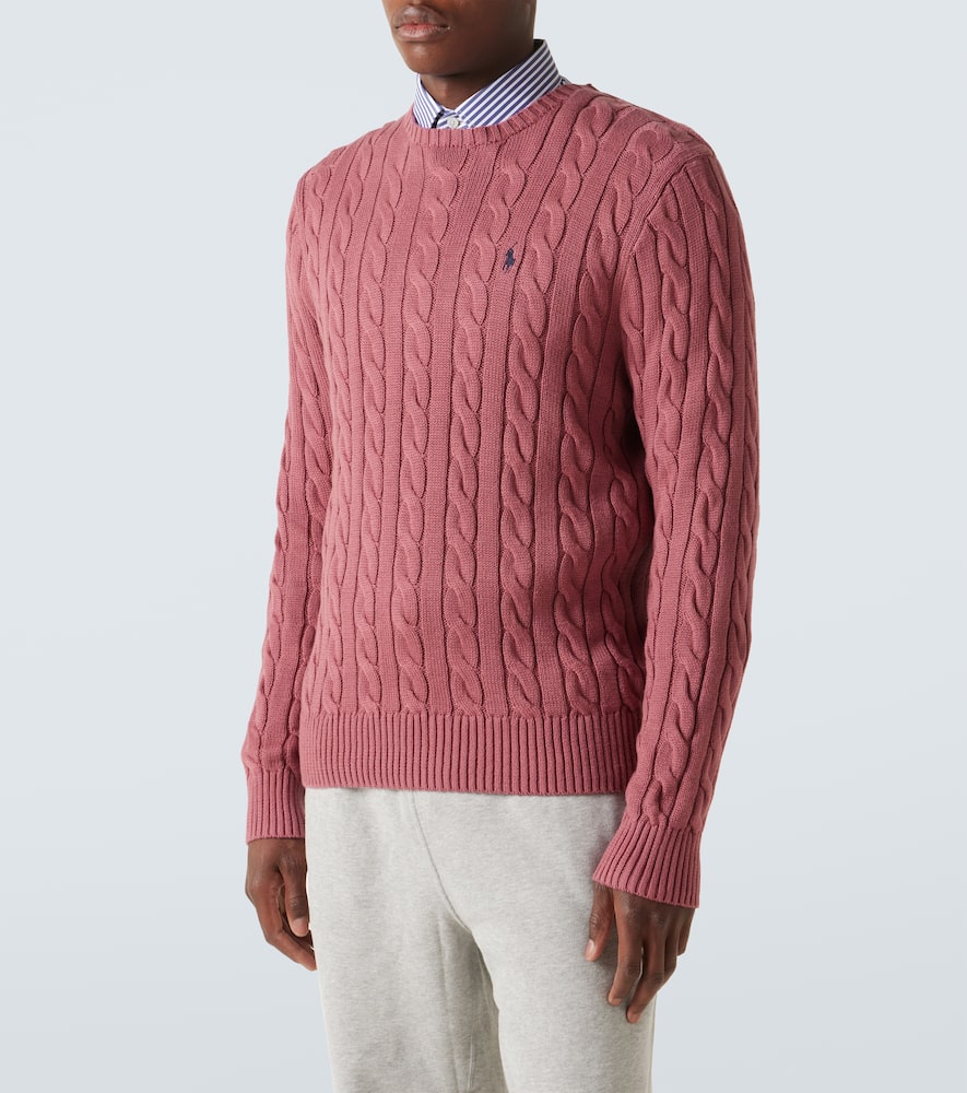 Polo Ralph Lauren Prune Juice Coloured Cotton Cable-knit Jumper In Pink