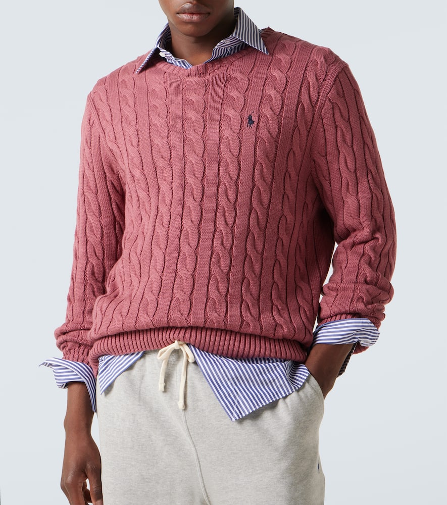 Polo Ralph Lauren Prune Juice Coloured Cotton Cable-knit Jumper In Pink
