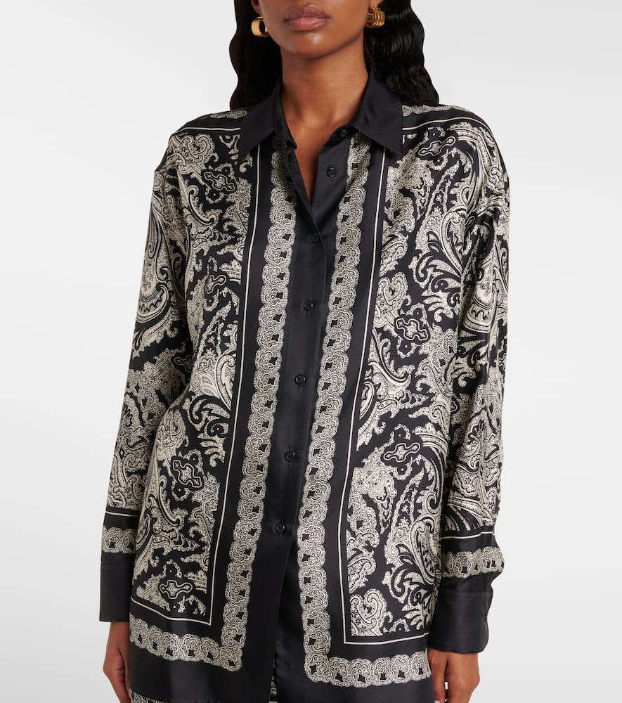 Shop Nili Lotan Alfie Paisley Silk Twill Shirt