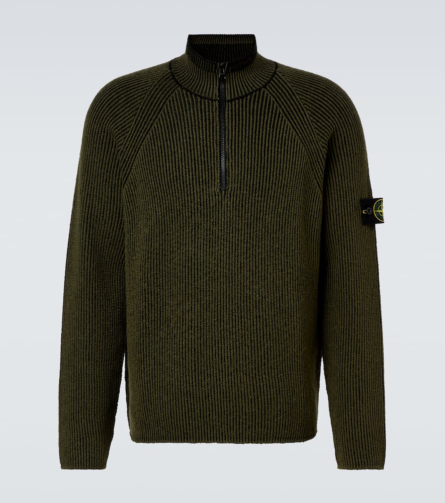 Stone Island Khaki 5100024 Full Rib Rws Wool Sweatshirt In Green
