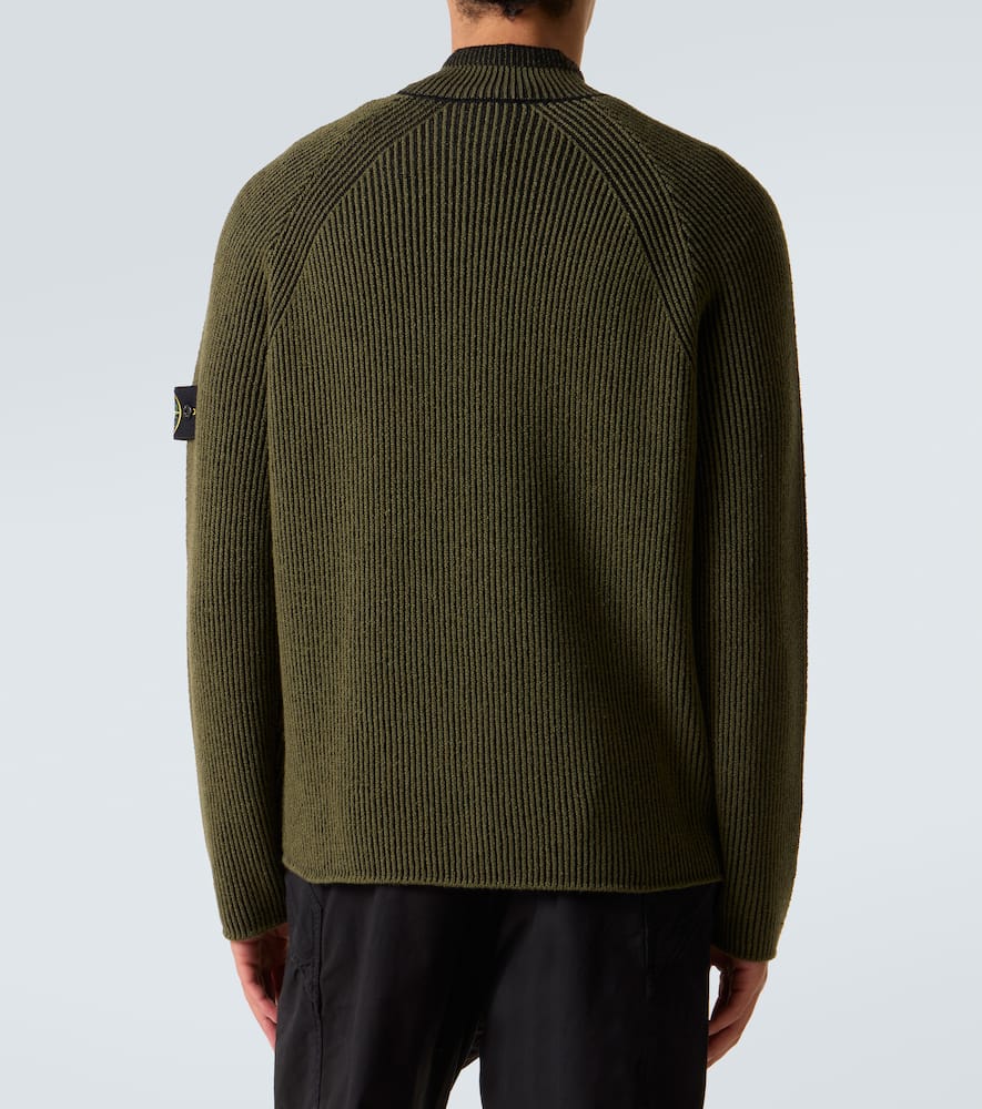 Stone Island Khaki 5100024 Full Rib Rws Wool Sweatshirt In Green