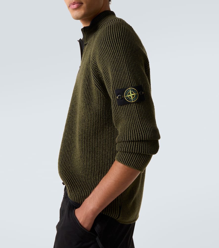 Stone Island Khaki 5100024 Full Rib Rws Wool Sweatshirt In Green