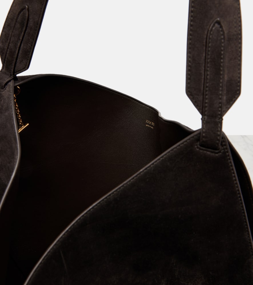 Khaite Lotus Small Suede Tote Bag In Brown