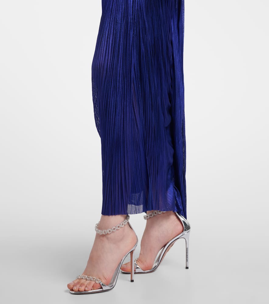 Maria Lucia Hohan Faye Metallic Silk Tulle Bustier Gown In Blue