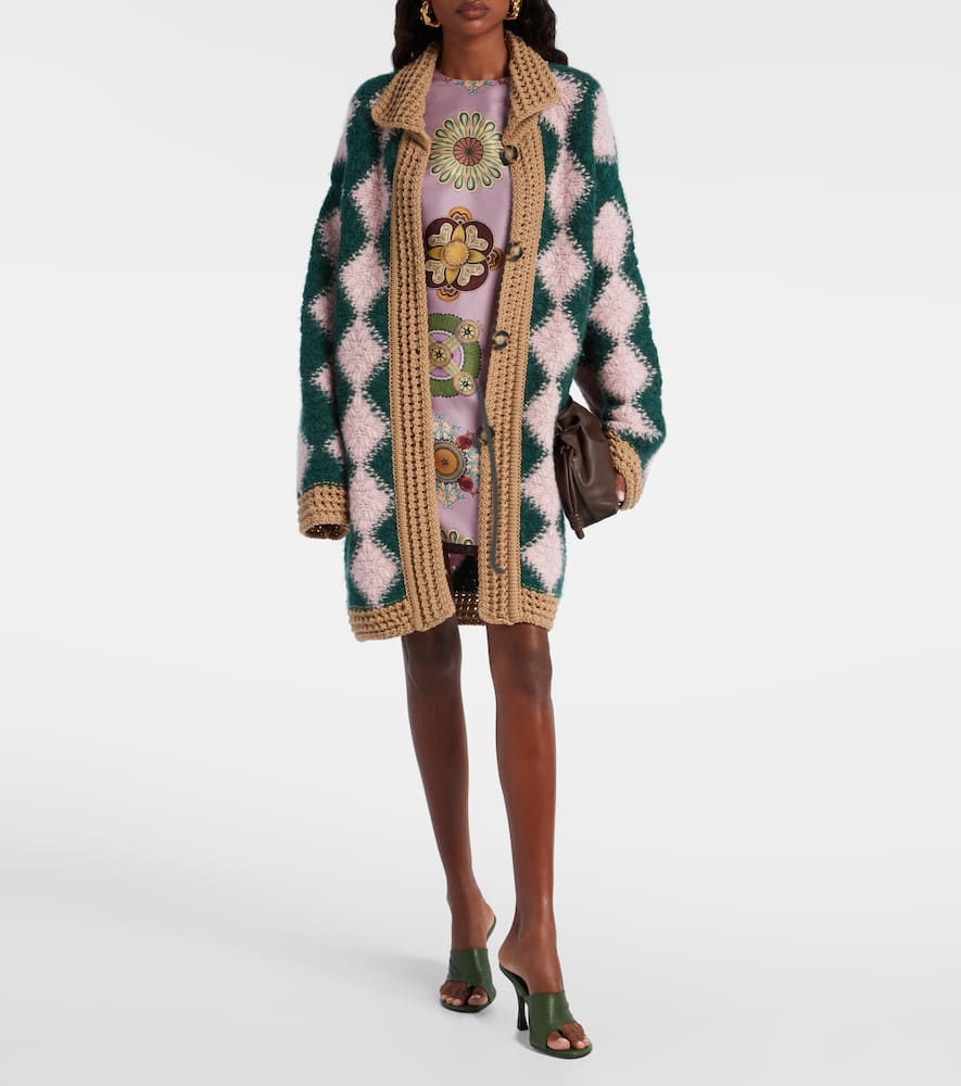 La Doublej Bowling Crocheted Wool-blend Cardigan In Multi