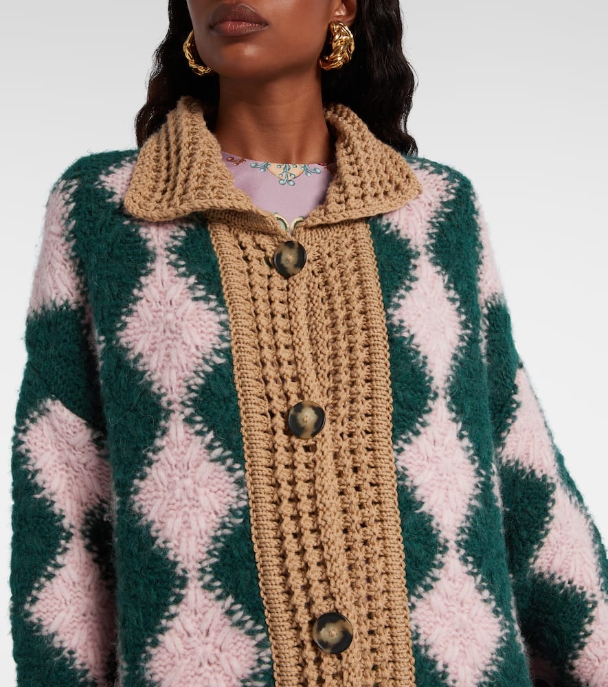 La Doublej Bowling Crocheted Wool-blend Cardigan In Multi