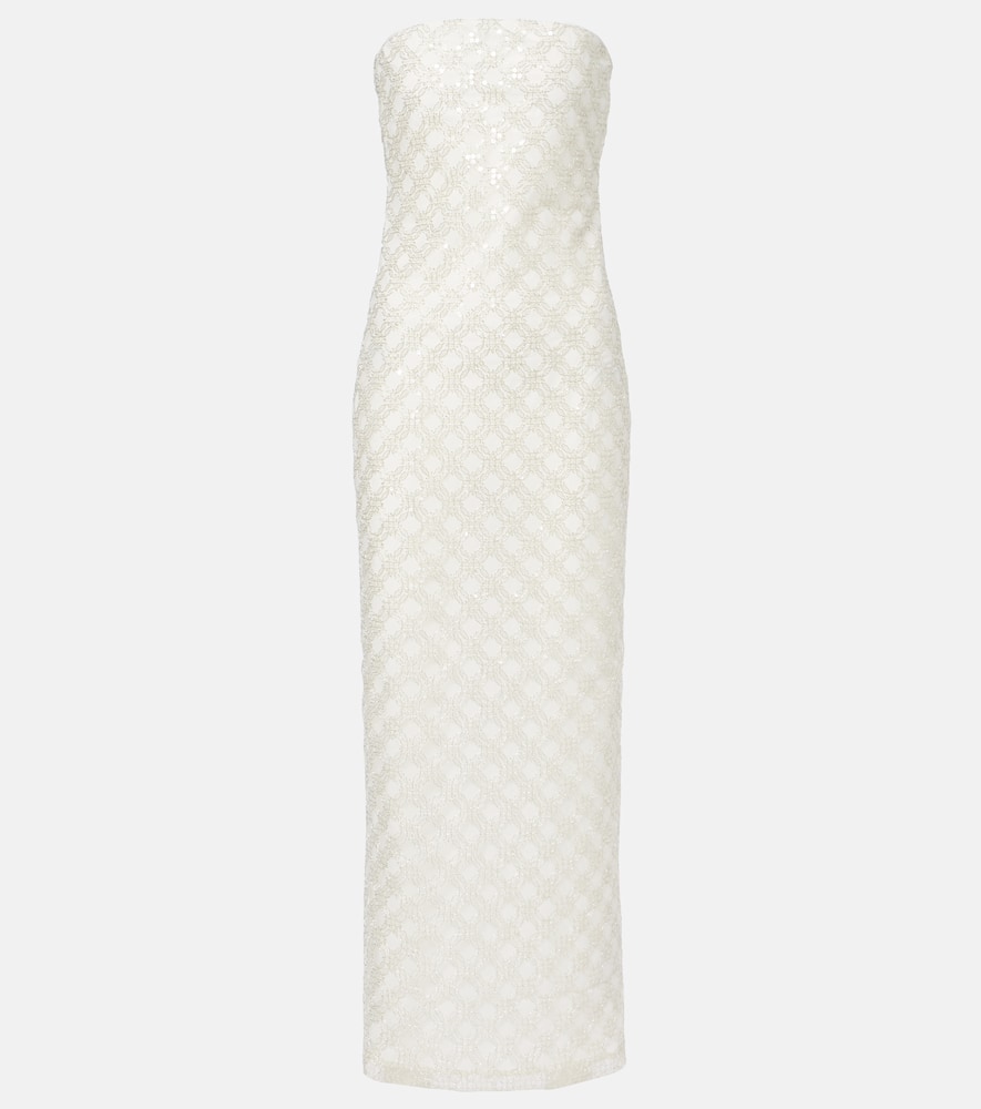 Embellished strapless maxi dress