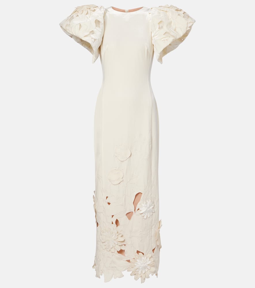 Lucina floral-appliqué velvet maxi dress