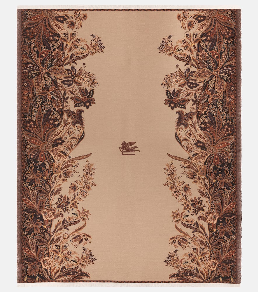 Etro Pegaso Wool Throw In Brown