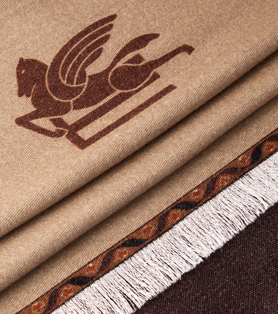 Etro Pegaso Wool Throw In Brown