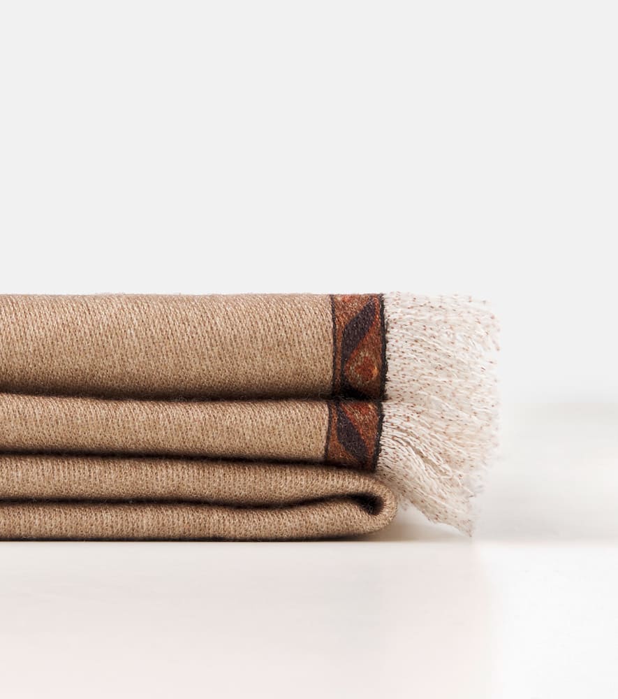 Etro Pegaso Wool Throw In Brown